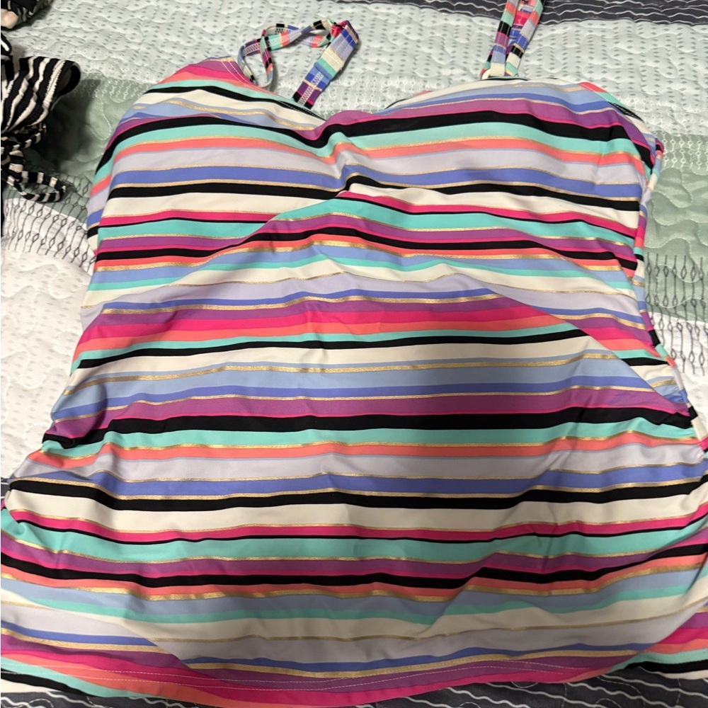 Croft & Barrow Multicolor Striped Swim Bodysuit